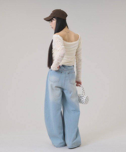 apres jour mignon(アプレジュールミニョン)の「2WAYシャーリングトップス(Tシャツ/カットソー・レディース・ライトグレー/アイボリー/ブラック・フリー/LARGE)」の16枚目の写真