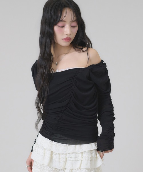 apres jour mignon(アプレジュールミニョン)の「2WAYシャーリングトップス(Tシャツ/カットソー・レディース・ライトグレー/アイボリー/ブラック・フリー/LARGE)」の18枚目の写真
