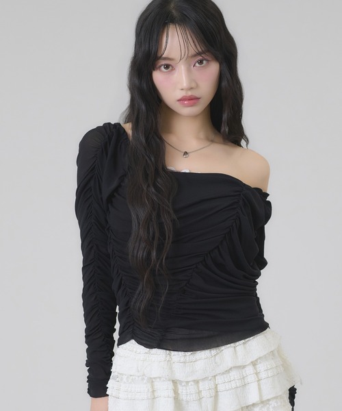 apres jour mignon(アプレジュールミニョン)の「2WAYシャーリングトップス(Tシャツ/カットソー・レディース・ライトグレー/アイボリー/ブラック・フリー/LARGE)」の17枚目の写真