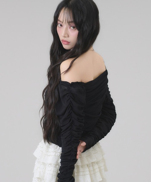 apres jour mignon(アプレジュールミニョン)の「2WAYシャーリングトップス(Tシャツ/カットソー・レディース・ライトグレー/アイボリー/ブラック・フリー/LARGE)」の20枚目の写真
