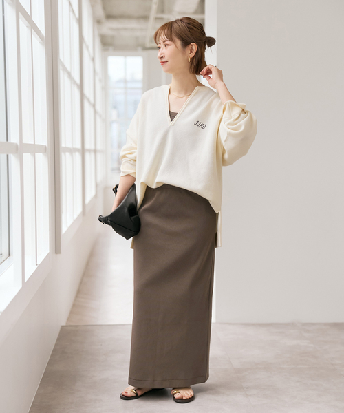 Spick & Span(スピックアンドスパン)の「《追加》CO/PEリブタイトスカート(スカート・レディース・アイボリー/ブラック/モカ・36/38)」の9枚目の写真