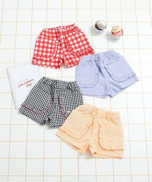 apres les cours(アプレレクール)の「【撥水加工】フリルポケット水陸両用ショートパンツ(その他パンツ・キッズ・オレンジ/レッド/ネイビー/サックスブルー・100/90/80/110/140/130/120)」の6枚目の写真