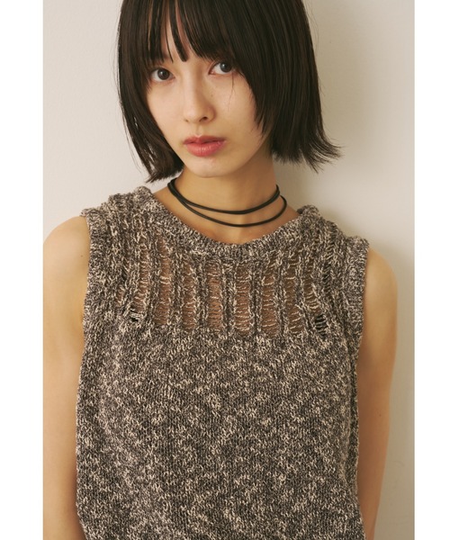 AIC.(エーアイシー)の「透かし編みミックスニットトップス(その他トップス・レディース・ブルー/チャコールグレー/ベージュ・FREE)」の14枚目の写真