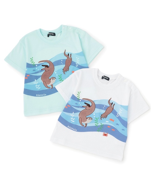 kladskap(クレードスコープ)の「カワウソ半袖Tシャツ(Tシャツ/カットソー・キッズ・サックスブルー・100cm/110cm/120cm/90cm)」の7枚目の写真