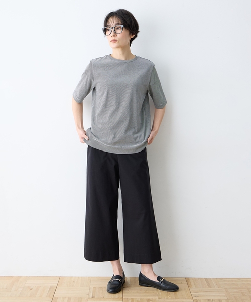 DECOY SINCE 1981（デコイシンスイチキュウハチイチ）の「ミジンボーダー5分袖Tシャツ【オーガニックコットンブレンド・綿100%】（Tシャツ/カットソー・レディース・グリーン/ブルー/ブラック・M/L/LL）」の22枚目の写真