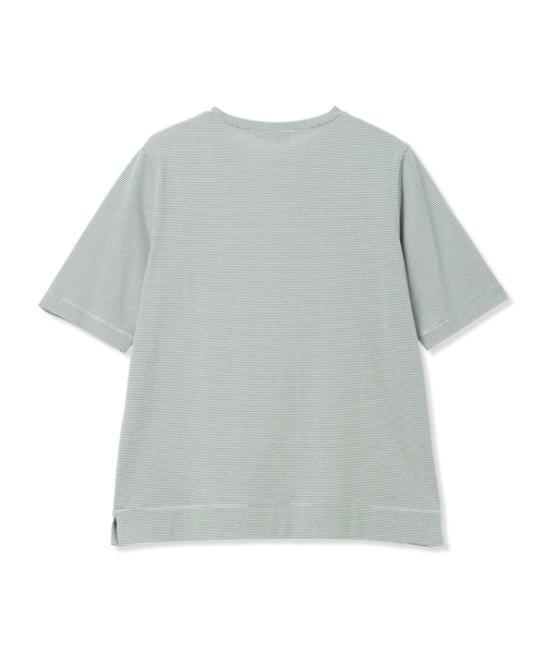 DECOY SINCE 1981（デコイシンスイチキュウハチイチ）の「ミジンボーダー5分袖Tシャツ【オーガニックコットンブレンド・綿100%】（Tシャツ/カットソー・レディース・グリーン/ブルー/ブラック・M/L/LL）」の8枚目の写真