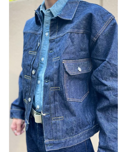 orSlow(オアスロウ)の「orSlow/オアスロウ TYPE1 40’s PLEATED FRONT BLOUSE ONE WASH(デニムジャケット・メンズ・ワンウォッシュ・3/4)」の10枚目の写真