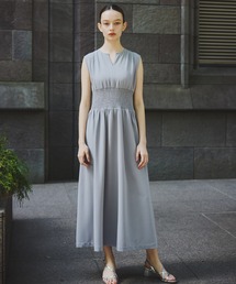 Keyneck gather onepiece/キーネックギャザーワンピース