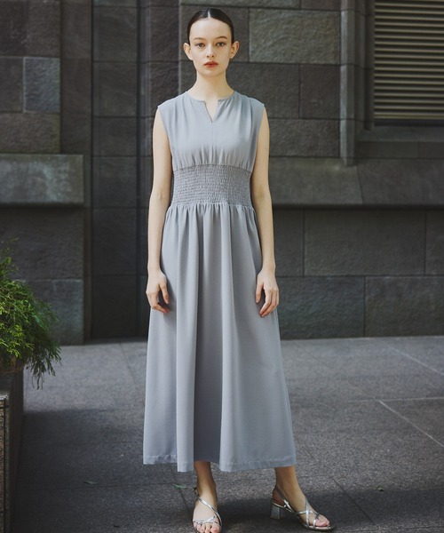 ORGUE(オルグ)の「Keyneck gather onepiece/キーネックギャザーワンピース(ワンピース・レディース・グレー・FREE)」の1枚目の写真