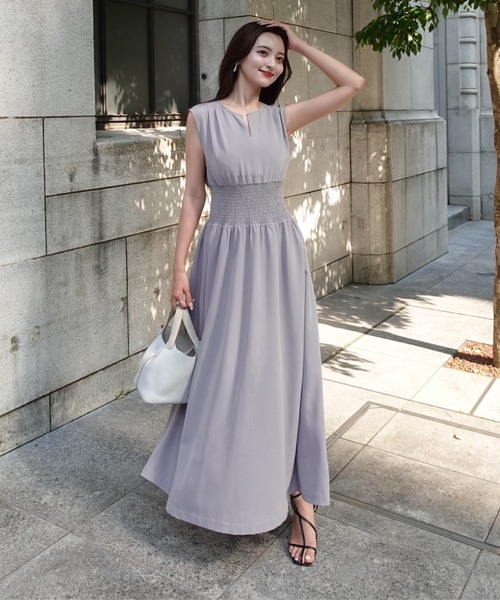 ORGUE(オルグ)の「Keyneck gather onepiece/キーネックギャザーワンピース(ワンピース・レディース・グレー・FREE)」の3枚目の写真