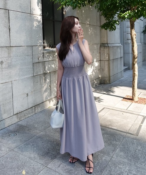 ORGUE(オルグ)の「Keyneck gather onepiece/キーネックギャザーワンピース(ワンピース・レディース・グレー・FREE)」の2枚目の写真