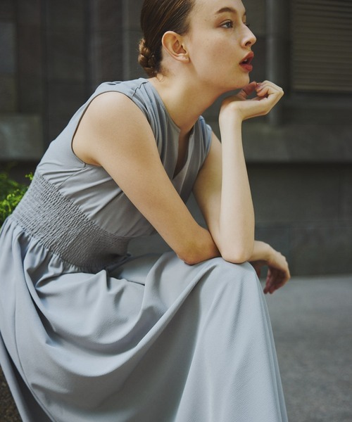 ORGUE(オルグ)の「Keyneck gather onepiece/キーネックギャザーワンピース(ワンピース・レディース・グレー・FREE)」の7枚目の写真