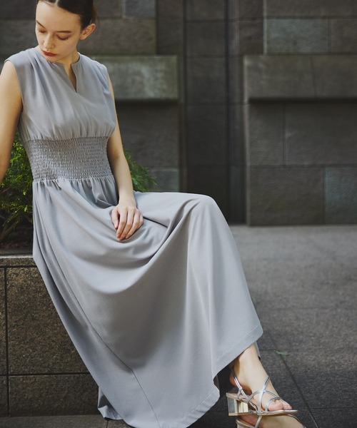 ORGUE(オルグ)の「Keyneck gather onepiece/キーネックギャザーワンピース(ワンピース・レディース・グレー・FREE)」の6枚目の写真