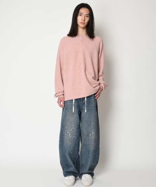 SUPERTHANKS(スーパーサンクス)の「バックプリント ヘンリーネックロングスリーブ Waffle henley neck L/S T-shirt (back print)(Tシャツ/カットソー・メンズ・グレー/ピンク/ベージュ/ブラック・L/S/M)」の11枚目の写真