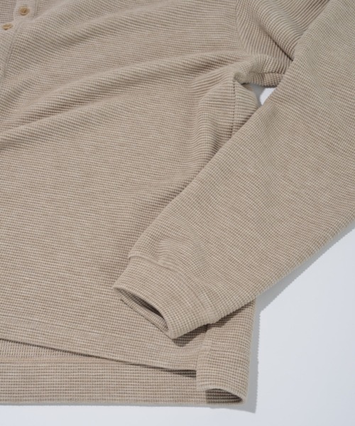 SUPERTHANKS(スーパーサンクス)の「バックプリント ヘンリーネックロングスリーブ Waffle henley neck L/S T-shirt (back print)(Tシャツ/カットソー・メンズ・グレー/ピンク/ベージュ/ブラック・L/S/M)」の6枚目の写真