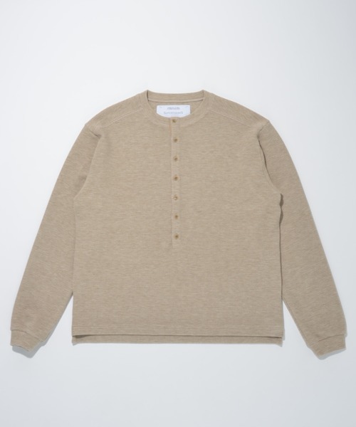 SUPERTHANKS(スーパーサンクス)の「バックプリント ヘンリーネックロングスリーブ Waffle henley neck L/S T-shirt (back print)(Tシャツ/カットソー・メンズ・グレー/ピンク/ベージュ/ブラック・L/S/M)」の8枚目の写真