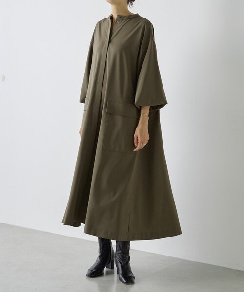 BEARDSLEY グリーン シャツワンピース 長袖 ブランド古着】BEARDSLEY｜ビアズリーのシャツワンピース（グリーン