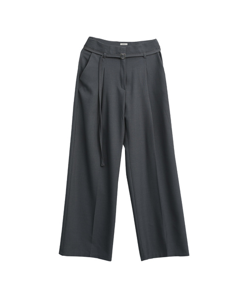 SLOWLOLLI（スローローリ）の「Tie detail wide pants_3 Colors（その他パンツ・レディース・Beige/ブラック/チャコールグレー・1(S)/2(M)/3(L)）」の2枚目の写真