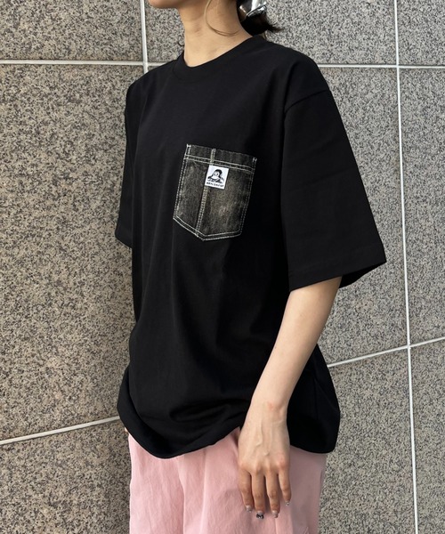 BEN DAVIS(ベンデイビス)の「WEGO/【WEB限定】BENDAVIS デニムポケットT(Tシャツ/カットソー・メンズ・ホワイト/オフホワイト/ブラック・MEDIUM/LARGE)」の4枚目の写真