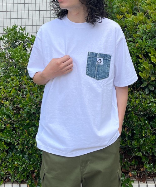 BEN DAVIS(ベンデイビス)の「WEGO/【WEB限定】BENDAVIS デニムポケットT(Tシャツ/カットソー・メンズ・ホワイト/オフホワイト/ブラック・MEDIUM/LARGE)」の3枚目の写真