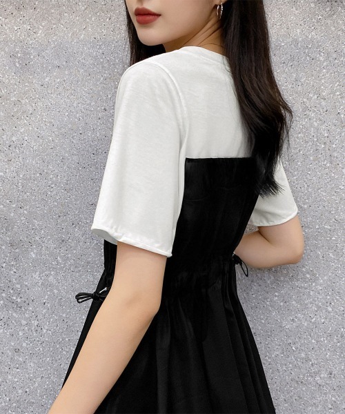 Miniministore(ミニミニストア)の「ドッキングペプラムブラウス 半袖トップス(シャツ/ブラウス・レディース・ブラック系1/ホワイト/ブラック/ホワイト系1/ホワイト×ブラック・M/L)」の16枚目の写真