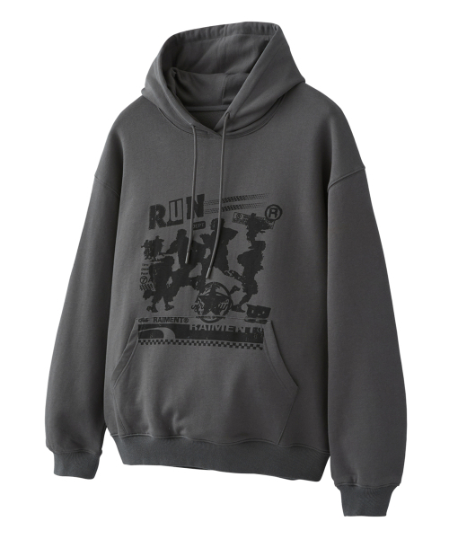 RAIMENT(レイメント)の「マスターズランナーグラフィックフードパーカー_チャコール(パーカー・メンズ・その他・SMALL/MEDIUM/LARGE)」の1枚目の写真