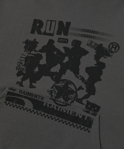RAIMENT(レイメント)の「マスターズランナーグラフィックフードパーカー_チャコール(パーカー・メンズ・その他・SMALL/MEDIUM/LARGE)」の5枚目の写真