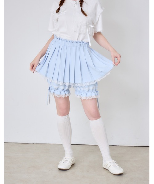 Lolime by mellfy memory(ロリミー バイ メルフィーメモリー)の「pleated pumpkin shorts(その他パンツ・レディース・ブルー/ピンク・M/LL)」の2枚目の写真