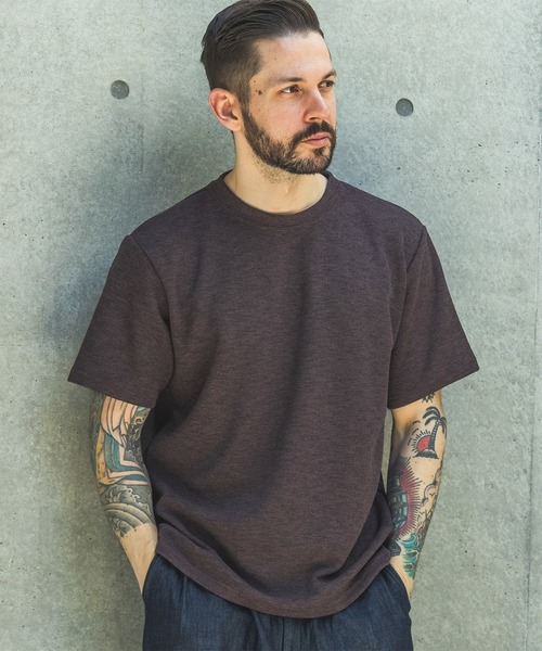 MR.OLIVE(ミスターオリーブ)の「【MR.OLIVE】POLYESTER HEMP JERSEY /CREW NECK T-SHIRT(Tシャツ/カットソー・メンズ・ブラウン/ナチュラル/ブラック・M/L)」の3枚目の写真
