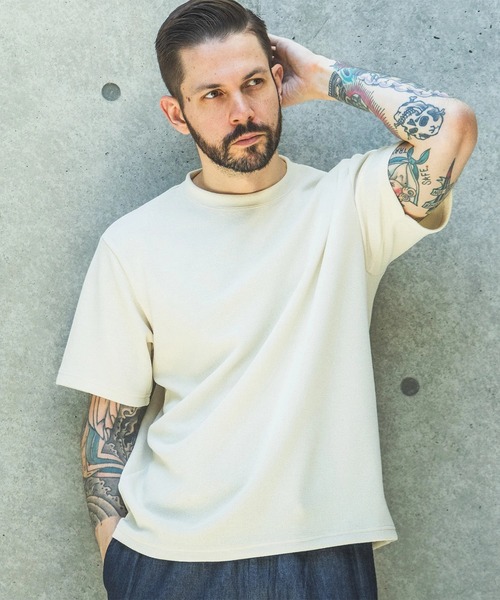 MR.OLIVE(ミスターオリーブ)の「【MR.OLIVE】POLYESTER HEMP JERSEY /CREW NECK T-SHIRT(Tシャツ/カットソー・メンズ・ブラウン/ナチュラル/ブラック・M/L)」の4枚目の写真