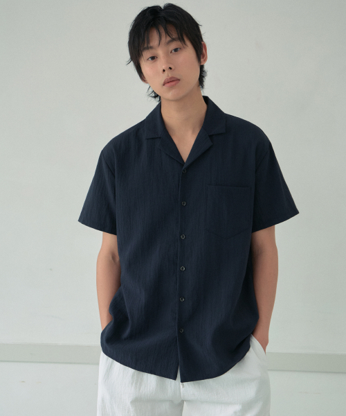 WEDNESDAY OASIS(ウェンズデーオアシス)の「ヨルオープンカラーシャツ_NAVY(WB6SH04)(シャツ/ブラウス・メンズ・ネイビー・MEDIUM/LARGE)」の3枚目の写真