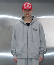 LOGO PRINTING HOOD ZIP UP (MELANGE GREY)