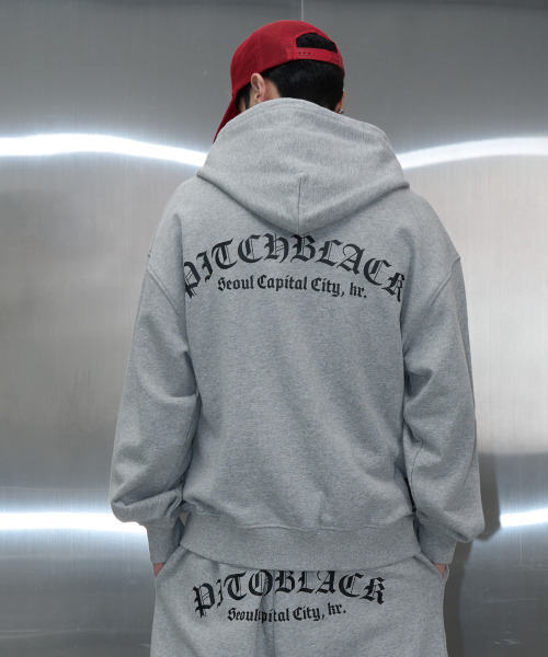 PITCHBLACK（ピッチブラック）の「LOGO PRINTING HOOD ZIP UP (MELANGE GREY)（パーカー・メンズ・その他・MEDIUM/LARGE/X-LARGE）」の3枚目の写真