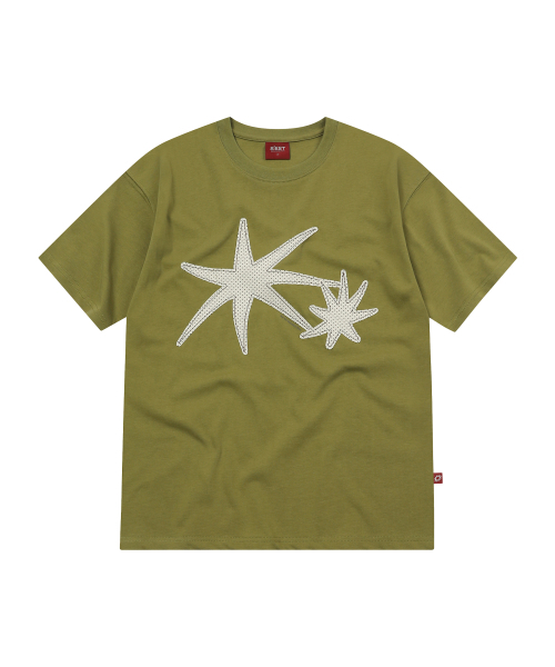 Star Orbit Applique T-shirts Olive