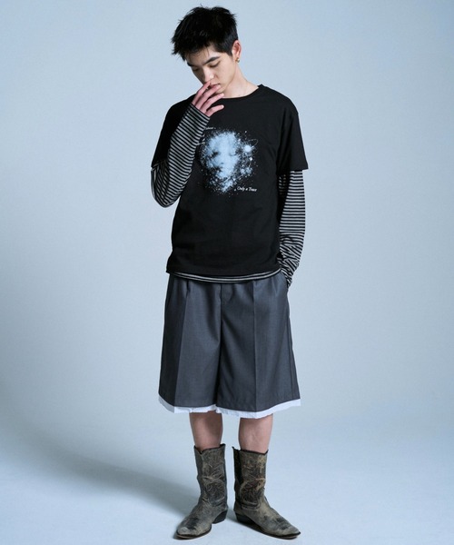 Camphor wood（カンファーウッド）の「GRAPHIC SPACE RHINESTONE TEE / ラインストーンスペースグラフィックTシャツ（Tシャツ/カットソー・メンズ・ブラック/ホワイト・SMALL/MEDIUM/LARGE）」の6枚目の写真