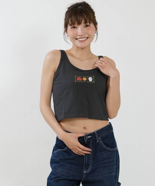 RVCA(ルーカ)の「RVCA/ルーカ レディース タンクトップ クロップド丈 ショート丈 BG04C361(タンクトップ・レディース・ホワイト/イエロー/ブラック・M/S)」の1枚目の写真