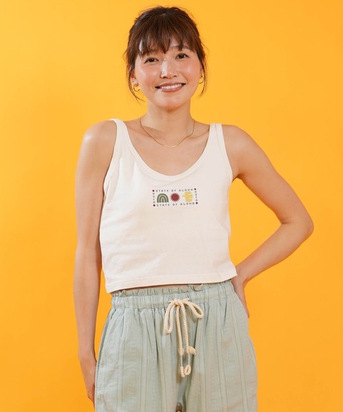 RVCA(ルーカ)の「RVCA/ルーカ レディース タンクトップ クロップド丈 ショート丈 BG04C361(タンクトップ・レディース・ホワイト/イエロー/ブラック・M/S)」の4枚目の写真