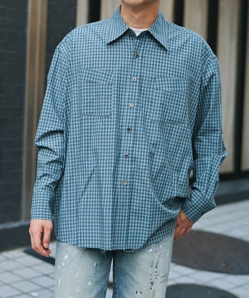 Name.(ネーム)の「T/R CHECK REGULAR SHIRT CUT OFF(シャツ/ブラウス・メンズ・ベージュ/ネイビー・1/2)」の2枚目の写真