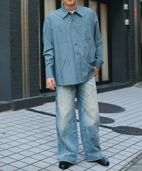 Name.(ネーム)の「T/R CHECK REGULAR SHIRT CUT OFF(シャツ/ブラウス・メンズ・ベージュ/ネイビー・1/2)」の16枚目の写真