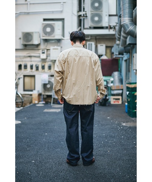 Name.(ネーム)の「T/R CHECK REGULAR SHIRT CUT OFF(シャツ/ブラウス・メンズ・ベージュ/ネイビー・1/2)」の11枚目の写真
