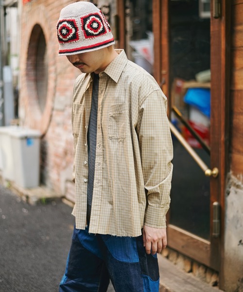 Name.(ネーム)の「T/R CHECK REGULAR SHIRT CUT OFF(シャツ/ブラウス・メンズ・ベージュ/ネイビー・1/2)」の10枚目の写真