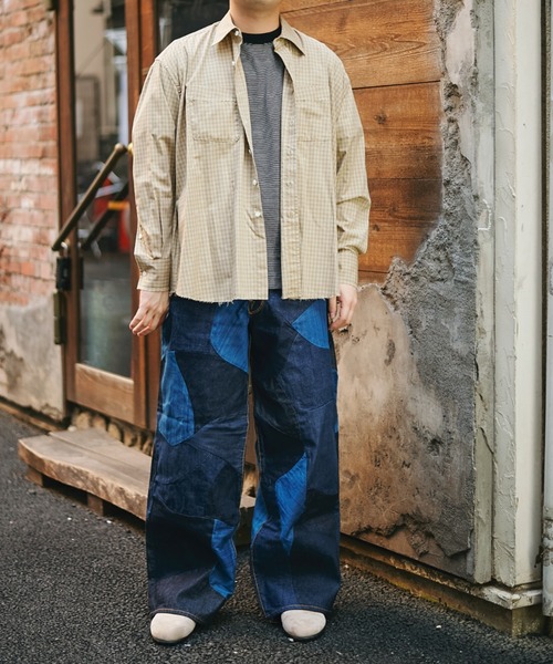 Name.(ネーム)の「T/R CHECK REGULAR SHIRT CUT OFF(シャツ/ブラウス・メンズ・ベージュ/ネイビー・1/2)」の9枚目の写真