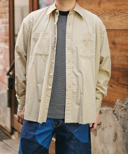Name.(ネーム)の「T/R CHECK REGULAR SHIRT CUT OFF(シャツ/ブラウス・メンズ・ベージュ/ネイビー・1/2)」の8枚目の写真