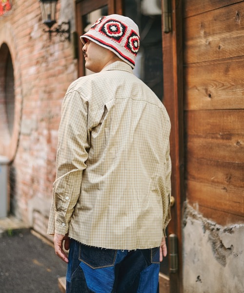 Name.(ネーム)の「T/R CHECK REGULAR SHIRT CUT OFF(シャツ/ブラウス・メンズ・ベージュ/ネイビー・1/2)」の7枚目の写真