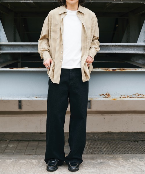 Name.(ネーム)の「T/R CHECK REGULAR SHIRT CUT OFF(シャツ/ブラウス・メンズ・ベージュ/ネイビー・1/2)」の6枚目の写真