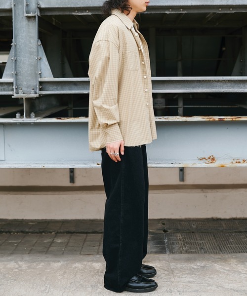 Name.(ネーム)の「T/R CHECK REGULAR SHIRT CUT OFF(シャツ/ブラウス・メンズ・ベージュ/ネイビー・1/2)」の5枚目の写真
