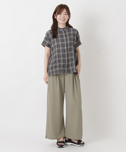 one'sterrace（ワンズテラス）の「衿フリル フレンチスリーブチェックシャツ（シャツ/ブラウス・レディース・ネイビー系5/グレー系その他7/アイボリー系8/ダークブラウン系8・02）」の9枚目の写真