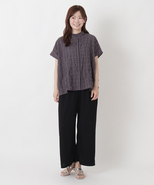 one'sterrace（ワンズテラス）の「衿フリル フレンチスリーブチェックシャツ（シャツ/ブラウス・レディース・ネイビー系5/グレー系その他7/アイボリー系8/ダークブラウン系8・02）」の5枚目の写真