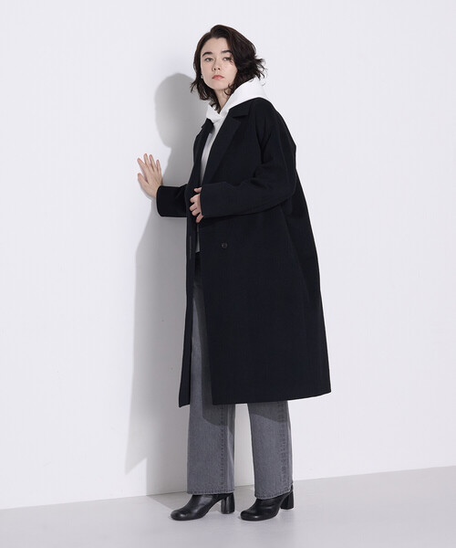 COMME CA Wardrobe（コムサワードローブ）の「〔 +サイズ 〕ソフトストレッチダンボールニット フーディー（パーカー・レディース・サックスブルー・13号）」の6枚目の写真