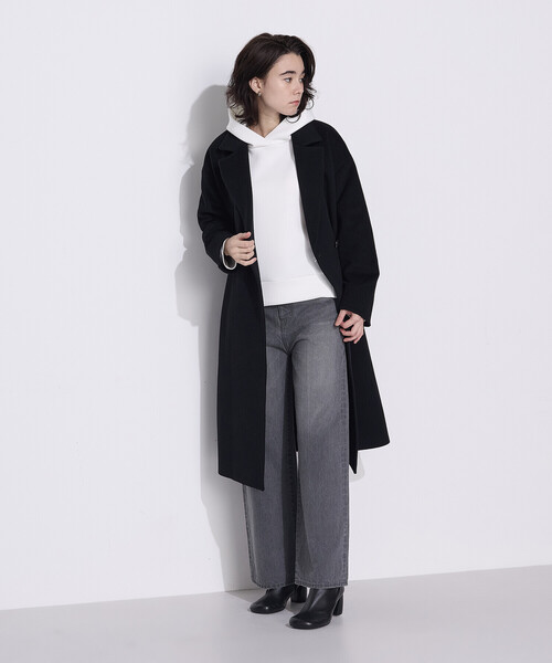 COMME CA Wardrobe（コムサワードローブ）の「〔 +サイズ 〕ソフトストレッチダンボールニット フーディー（パーカー・レディース・サックスブルー・13号）」の7枚目の写真